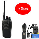 Bf-888s 2pcs Walkietalkie Uhf16ch1500mah Battery 2-way Radio Black New Us Stock