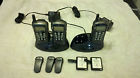 3 Trisquare Exrs Walkie Talkies With Two Chargers And Six Belt Clips