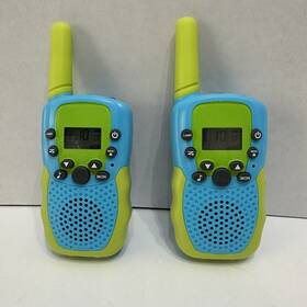 Amazon Basics Int-yb01 Kids Walkie Talkies 2 Way Radios Blue Green Lcd Monitor Lamp Tested Pair Toy