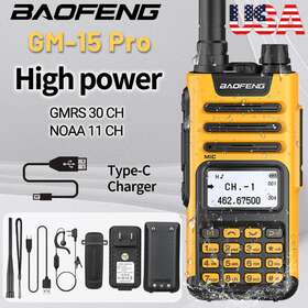 Gm-15 Baofeng Pro Walkie Talkie Gmrs Noaa Type-c Long Range Ham Two Way Radio Us