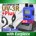 4-046k Baofeng Uv-3r+plus Blue Color Dual Band Radio Fm + Ear Loop