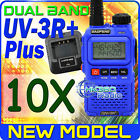 Uv-3r (blue) Uv-3r+plus Uhf/vhf Radio For All Sma- Female Antenna + Earpiece X10set