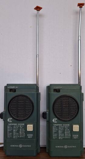 3-59510 Ge Vintage Walkie Talkies Pair Morse Code Tested And Working