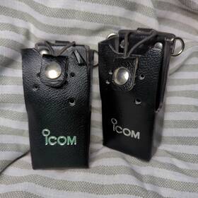 Lcf1000s Icom Lot Of 2 / F2000 Hard Leather Carry Case Belt Analog Two Way Radio