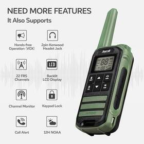Joycall 008678617346 Walkie Talkies Long Range Weather Alert Portable - Green
