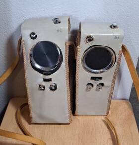 8a24b Lloyds 2 Vintage Transceiver Walkie Talkies Model Series 73a Leather Case