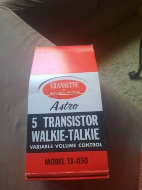 13-050 Midland Transette By 5 Transistor Walkie-talkie Set In Box # Vintage 1967