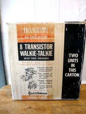 13-080 Midland Transette By 8 Transister Walkie-talkie Set In Box # Vintage 1966