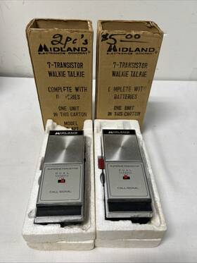 Midland 13-427 Vintage Walkie Talkie Cb Dual Channel Transceiver Pair Of 2