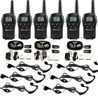 Midland Walkie Talkie +3 Chargers + 6 Batteries +6 Ptt Headsets Two 2 Way Radio