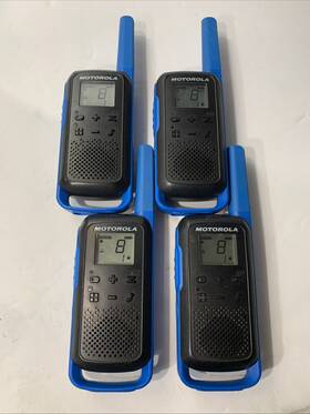 T21x Motorola T27x Talkabout Two-way Radio Set 4 Units Tested. No Batteries