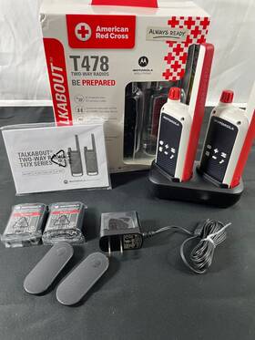 T478 Motorola Red White Talkabout Rechargeable Emergency 2-way Radio System