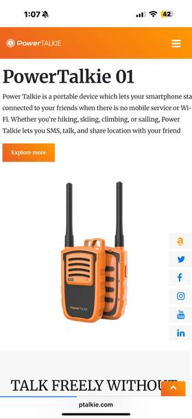 Pt01 Powertalkie Power Talkie Advanced Off-network 2-way Radio Walkie-talkie Set