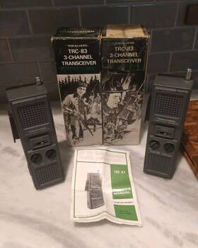 21-1605 Realistic 2 Vintage Trc-83 Walkie Talkie 3 Channel 1 Watt Transceiver #21-1605