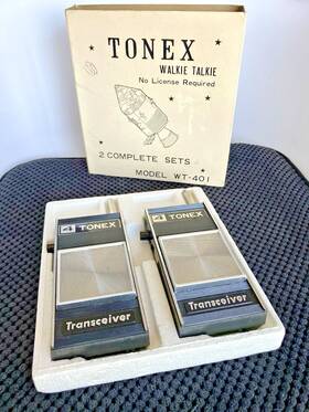 Wt-401 Tonex Vtg Set Walkie Talkies Model Original Box And Certificate Japan