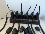 Vertex Standard VX-231 6 Radios, Clip-on Mics, Slot Charge Base, Spare. Fixed Price $250.00.