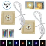 2 Pcs Led Light Adjuatable Color Square Solid Wood Base Holder Usb Lamp Display. Fixed Price $15.27.