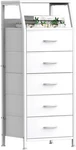 Stylish White 5-DRAWER Dresser & Nightstand Sturdy Fabric Storage Tower. Fixed Price $93.99.