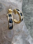 10K .417 Gold .02 Ctw Diamond Sapphire Channel 1/2" Half Hoop Earrings Au 24251. Fixed Price $648.95.