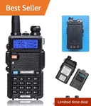 Baofeng UV-5R Dual Band Transceiver Ultimate Outdoor Communication Solution. Fixed Price $33.99.