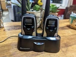 Dual (2) Audiovox Walkie Talkies Model OMR56000, W/ Charger Belt Clip For Parts. Fixed Price $7.20.