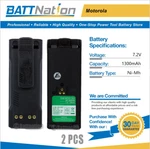 2X 7.2V 1300MAH Nimh Battery For Motorola HT1000 MTS2000 MT2000 NTN7143 NTN7144. Fixed Price $47.58.