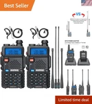 Ultra Long Range UV5R Handheld Dual Band Walkie Talkies With Earpiece - 2 Pack. Fixed Price $65.99.