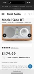 Tivoli Audio - Model One Bt Bluetooth Am/fm Radio. Fixed Price $90.00.