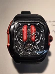 Red Black Thick Silicone Band Men's Wrist Watch New Battery Free Shipping. Fixed Price $139.99.