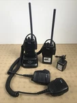 2 Icom IC-F11 146-174 Mhz Vhf Two Way Radio And Chargers BC-146 HM-159L. Fixed Price $125.00.