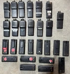 Lot Of 13 Motorola MTS2000 Two Way Radio H01UCD6PW1BN Working With 14 Batteries. Fixed Price $249.99.