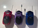 3X Audiovox FR-1400 Fm Transmitter Walkie-talkie Blue / Red Purple Clips. Fixed Price $22.98.
