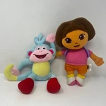 Nickelodeon Dora Explorer Boots Plush Set Stuffed Toys Cartoon Kids Dolls 9-12". Fixed Price $28.74.