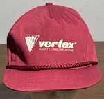 Vintage Vertex Radio Communications Trucker Hat Strapback Red Maroon Rope Brim. Fixed Price $24.00.