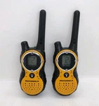 Motorola Talkabout T8500 Two Way Radios - Set Of 2 Yellow With Belt Clips. Fixed Price $25.60.