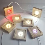 2PCS Led Light Adjuatable Color Square Solid Wood Base Holder Usb Lamp Display. Fixed Price $15.17.