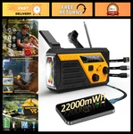 Emergency Radio Noaa Am Fm, 22000MAH Hand Crank, Flashlight, Sos Alarm, Phone Ch. Fixed Price $71.99.