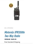 Motorola Mototrbo XPR3500E Two Way Radio. Fixed Price $275.00.