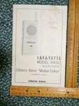 Lafayette HA-62 Citizens Band Ch. 100MW "walkie Talkie" Operating Manual. Fixed Price $9.95.