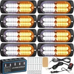 8 Pcs 24-LED Amber & White Strobe Lights Ultra Slim Sync Emergency Warning Lamps. Fixed Price $63.37.