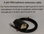 Microphone Extension Cable 6 Pin RJ12 RJ-12 Modular Yaesu Icom Kenwood 3 Feet. Fixed Price $8.95.