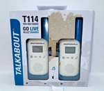 Motorola Solutions Talkabout Two-way-radios T114 Pair. White And Blue. Fixed Price $32.00.