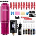 Wireless Tattoo Gun Kit Complete Rotary Pen Machine With Power Supply Ink Needle. Fixed Price $19.99.