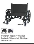Gendron Regency XL2000 Series 6700 Bariatric Wheelchair Lb Black 4 Wheels. Fixed Price $599.00.