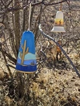 2 Mexican Southwestern Arizona Hand Painted Copper Pull Bell. Fixed Price $43.99.