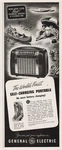 1949 General Electric Self Charging Portable Radio Sports Theme Print. Fixed Price $11.99.