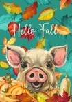 Pig Posey Hippie Hound Studios Hello Fall Flag. Fixed Price $23.95.