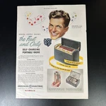 Vtg General Electric Self-charging Portable Radio/marfak Mcm Print Sinatra. Fixed Price $19.99.