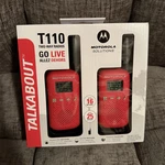 Motorola Talkabout T110 Two-way Radios, 22 Channels, 16 Mile Range, Red. Fixed Price $40.00.