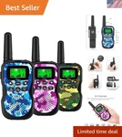 Kids Walkie Talkies Pack - 22 Channels With Flashlight & Lcd Screen, 3KM Range. Fixed Price $62.37.